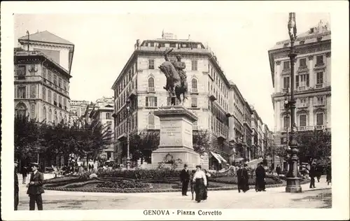 Ak Genova Liguria, Piazza Corvetto, Denkmal
