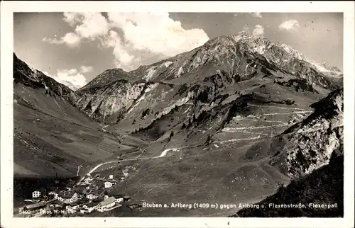 Ak Stuben am Arlberg Vorarlberg, Panorama, Flexenpass, Flexenstraße