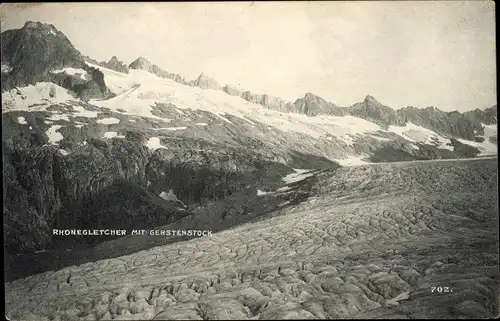 Ak Kt Wallis Schweiz, Rhonegletscher, Gerstenstock