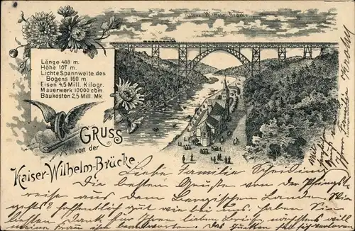 Litho Remscheid im Bergischen Land, Kaiser Wilhelm Brücke