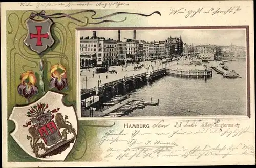 Präge Wappen Litho Hamburg Mitte Neustadt, alter Jungfernstieg