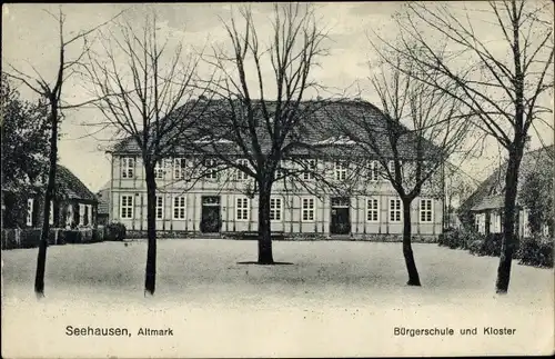 Ak Seehausen in der Altmark, Bürgerschule und Kloster