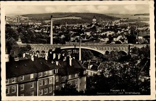 Ak Plauen im Vogtland, Blick auf das Viadukt vom Streitsberg, Stadtansicht