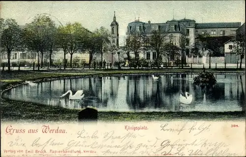 Ak Werdau in Sachsen, Königsplatz, Teich