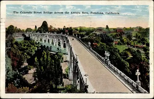 Ak Pasadena, Kalifornien, USA, die Colorado Street Bridge