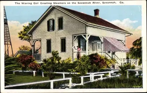 Ak Savannah Georgia USA, Das winkende Mädchen