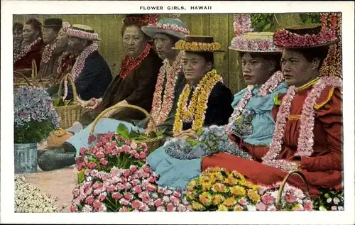 Ak Hawaii USA, Blumenmädchen