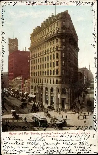 Ak San Francisco Kalifornien USA, Market Street, Post Street, Crocker Building