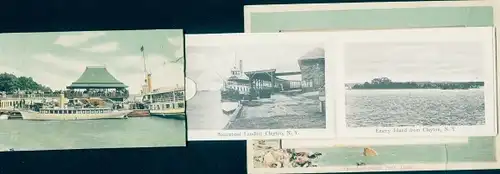 Leporello Ak Clayton New York USA, Thousand Island, Park, Dock, Emery-Island