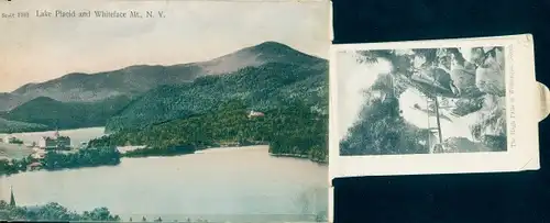 Leporello Ak New York USA, Lake Placid, Whiteface Mountain, Mirror Lake