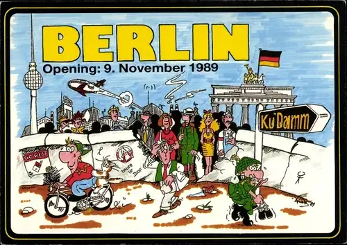 Ak Berlin, Brandenburger Tor, Mauerfall, Fernsehturm, Opening 9. November 1989