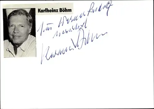 Zeitungsausschnitt von Schauspieler Karlheinz Böhm, Autogramm