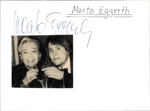 Autogrammkarte von Schauspielerin Marta Eggerth, Portrait mit Mann