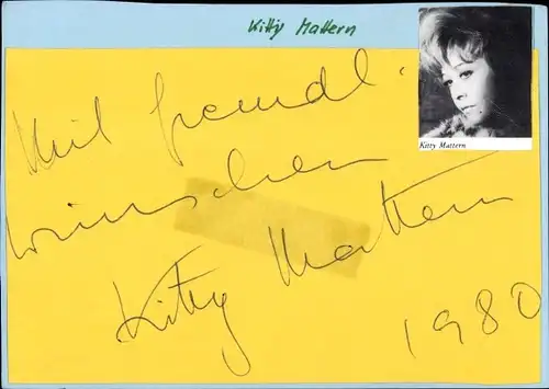 Autogrammkarte Schauspielerin Kitty Mattern, Portrait