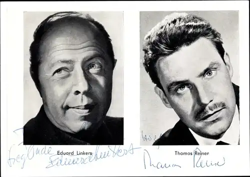 Autogrammkarte Schauspieler Eduard Linkers und Thomas Reiner