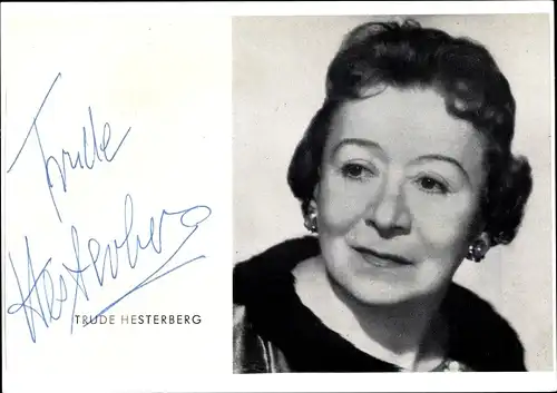 Autogrammkarte Schauspielerin Trude Hesterberg, Portrait, Autogramm