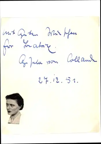 Autogrammkarte Schauspielerin Gisela von Collande, Portrait