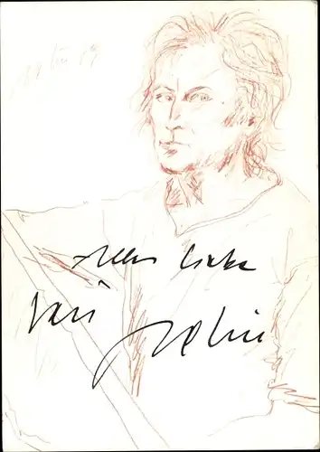 Künstler Autogrammkarte Veit Relin, Selbstbildnis, Autogramm