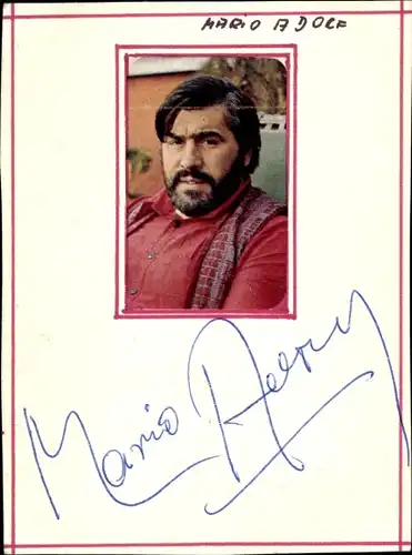 Sammelkarte Schauspieler Mario Adorf, Portrait, Autogramm