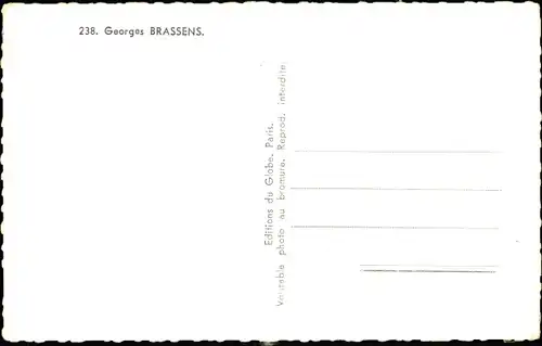 Ak Dichter und Schriftsteller Georges Brassens, Portrait, Gitarre