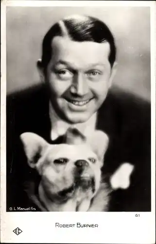 Ak Schauspieler Robert Burnier, Portrait, Hund