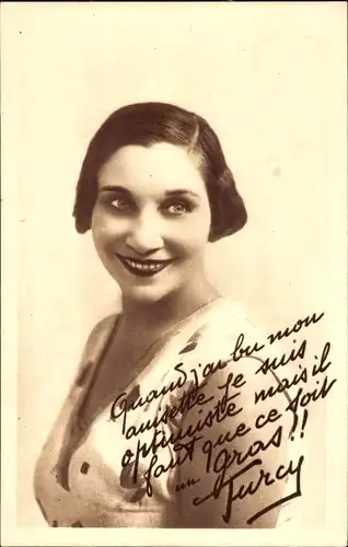 Ak Schauspielerin Turcy, Portrait, Autogramm