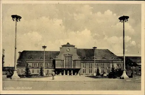 Ak Legnica Liegnitz Schlesien, Bahnhof