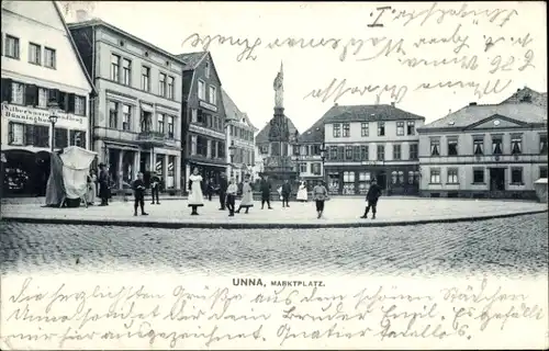 Ak Unna in Westfalen, Marktplatz, Geschäft