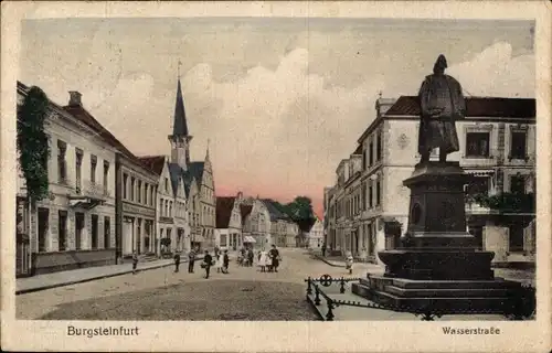 Ak Burgsteinfurt Steinfurt im Münsterland, Wasserstraße, Denkmal