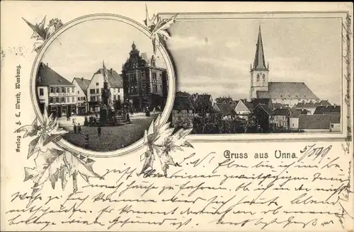 Ak Unna in Westfalen, Marktplatz, Kirche