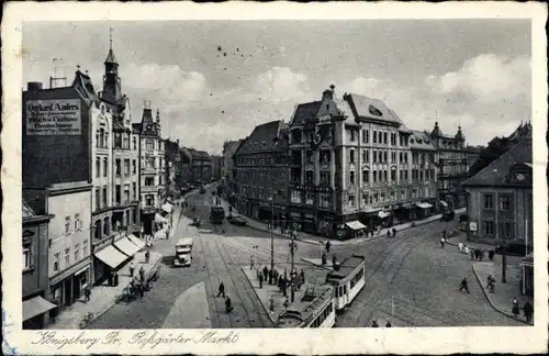Ak Kaliningrad Königsberg Ostpreußen, Roßgärter Markt, Straßenbahn