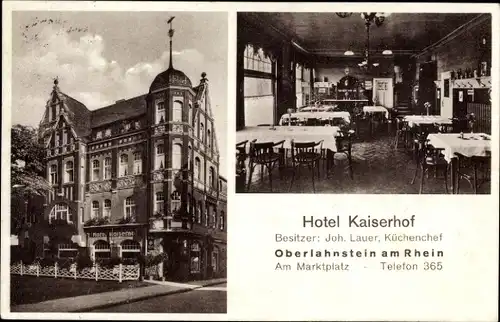 Ak Oberlahnstein Lahnstein am Rhein, Hotel Kaiserhof, Innenansicht, Marktplatz