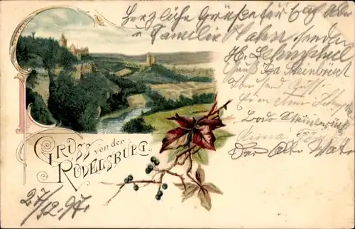 Litho Bad Kösen Naumburg an der Saale, Rudelsburg