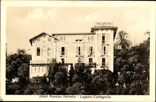 Ak Castagnola Cassarate Lugano Kt Tessin, Hotel Pension Helvetia