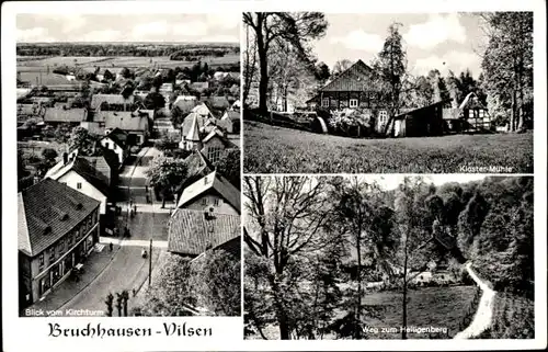 Ak Bruchhausen Vilsen Niedersachsen, Blick vom Kirchturm, Kloster-Mühle, Weg zum Heiligenberg