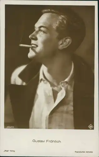 Ak Schauspieler Gustav Fröhlich, Portrait mit Zigarette