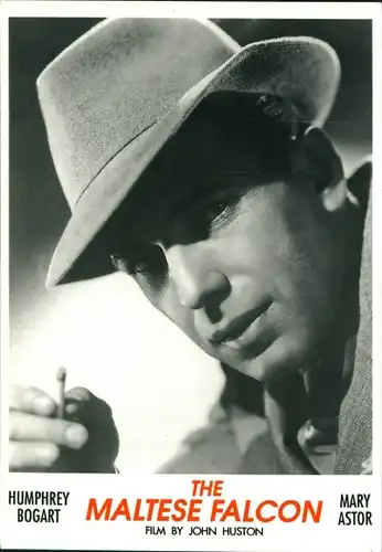 Ak Schauspieler Humphrey Bogart, Portrait, Film The Maltese Falcon, Zigarette, Hut