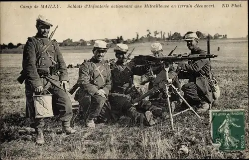 Ak Camp de Mailly Aube, Infanteriesoldaten, Gewehr, I. WK