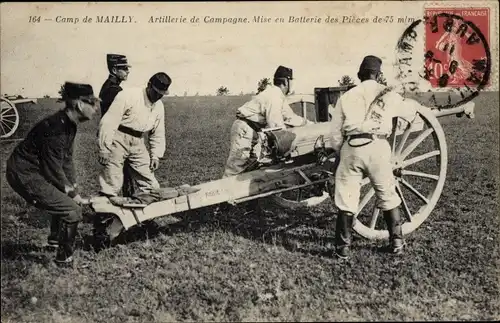 Ak Mailly le Camp Aube, Artillerie, Französische Soldaten, Kanone