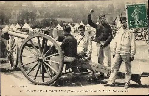 Ak La Courtine Creuse, Französische Soldaten mit Kanone, Geschütz