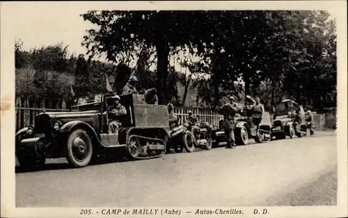 Ak Mailly le Camp Aube, Camp de Mailly, Autos-Chenilles
