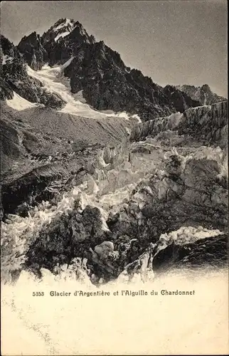 Ak Argentière Haute Savoie, Argentière-Gletscher und die Aiguille du Chardonnet