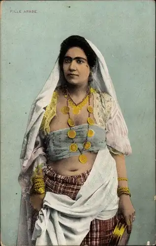 Ak Araberin in Volkstracht, Maghreb, Halskette