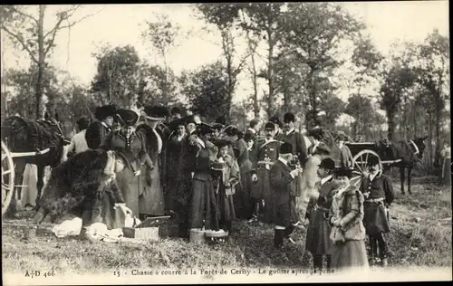 Ak Cerisy la Forêt Manche, Jagd, Snack nach dem Schießen