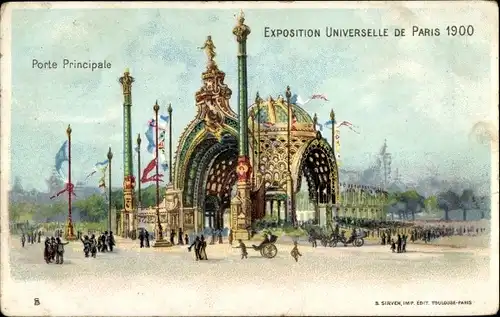 Litho Paris CPA 75, Weltausstellung 1900, Monumentaler Eintritt am Place de la Concorde