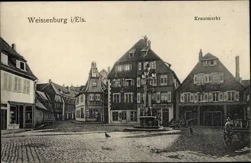 Ak Wissembourg Weissenburg Elsass Bas-Rhin, Krautmarkt