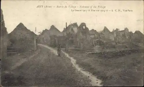 Ak Aizy Jouy Aisne, Entree du Village, Ruines