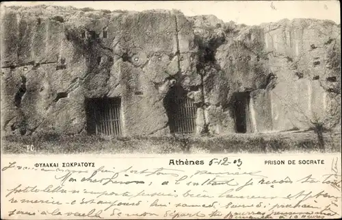 Ak Athen, Griechenland, Gefängnis des Sokrates