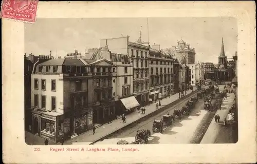Ak London City England, Regent Street, Langham Place
