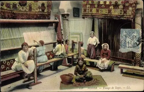 Ak Alger Algerien, Teppichweber, Webstühle